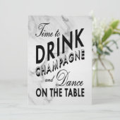 大理石の新年シャンパンを飲む招待状 招待状 (スタンド正面)