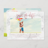 大理石の日付/バラのフェイク金ゴールド・スクリプトの保存 案内ポストカード (正面/裏面)