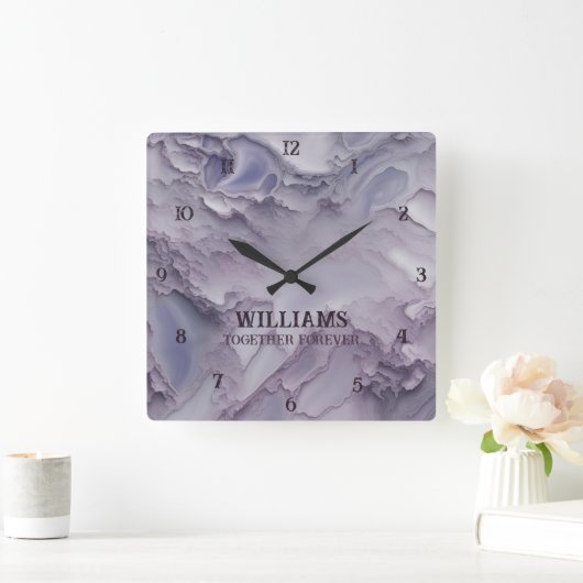 大理石の時計パーソナライズされた スクエア壁時計 (ホーム)