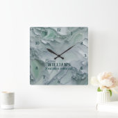 大理石の時計パーソナライズされた スクエア壁時計 (ホーム)