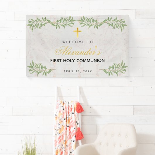 大理石の最初の葉の書道へようこそ 横断幕 (インサイチュ)