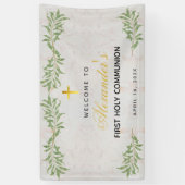 大理石の最初の葉の書道へようこそ 横断幕 (縦)