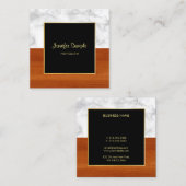 大理石の木製の金ゴールドの贅沢でモダンでエレガントなテンプレート スクエア名刺 (正面/裏面)