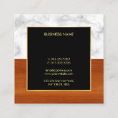 大理石の木製の金ゴールドの贅沢でモダンでエレガントなテンプレート スクエア名刺 (裏面)