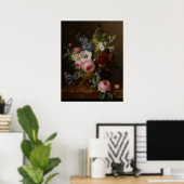 大理石の棚に飾った花瓶の花 ポスター (ホームオフィス)