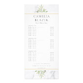 大理石の水の色の緑のサロンサービスメニュー ラックカード (正面)