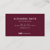 大理石の水彩フローラのロゴ写真家 名刺 (裏面)