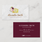 大理石の水彩フローラのロゴ写真家 名刺 (正面/裏面)