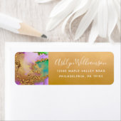 大理石の水色金ゴールド紫のターコイズアドレス ラベル (インサイチュ)