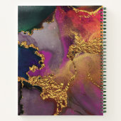 大理石の水色金ゴールド紫の青の緑のモノグラム ノートブック (裏面)