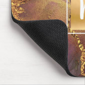 大理石の水色金ゴールド紫の青の緑のモノグラム マウスパッド (コーナー)