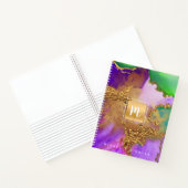 大理石の水色金ゴールド紫色のアクアグリーンモノグラム ノートブック (内部)