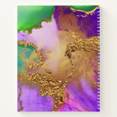 大理石の水色金ゴールド紫色のアクアグリーンモノグラム ノートブック (裏面)