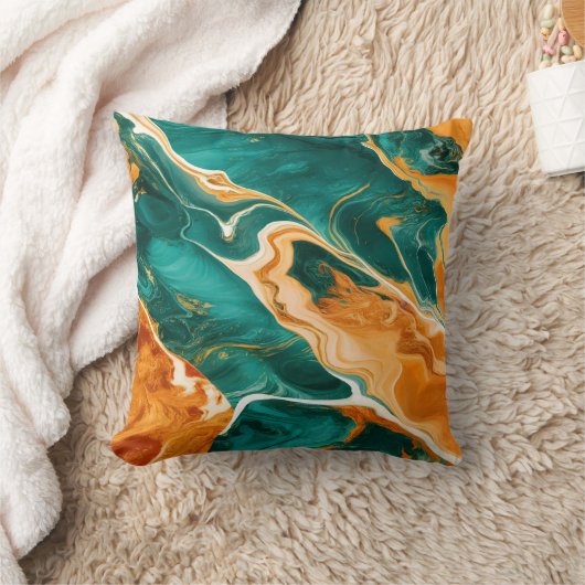 大理石の水色 クッション (ブランケット)