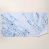 大理石の渦巻きは白いライトブルーの灰色 ビーチタオル (正面)