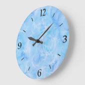 大理石の渦巻のプリント-スカイブルー ラージ壁時計 (傾斜)