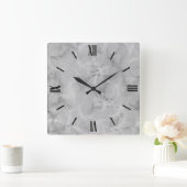 大理石の渦巻のプリント-静かに灰色 スクエア壁時計 (ホーム)