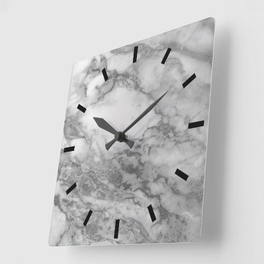 大理石の灰色の銀製のグラファイトカラーラミニマルなBlack2 スクエア壁時計 (傾斜)
