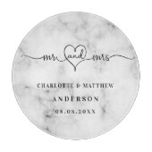 大理石の白いミセスエレガントミセス結婚 カッティングボード (正面)