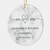 大理石の白いミセスエレガント新し結婚いクリスマス セラミックオーナメント (左)