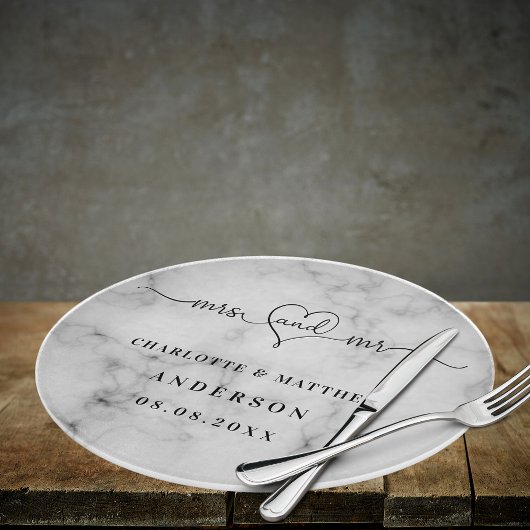 大理石の白い名前mr エレガント mrs新し結婚い カッティングボード