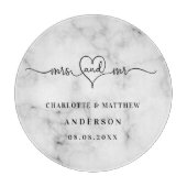 大理石の白い名前mr エレガント mrs新し結婚い カッティングボード (正面)