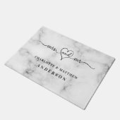 大理石の白い名前mr エレガント mrs新し結婚い ドアマット (アングル)