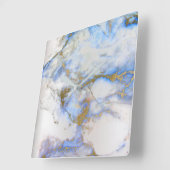 大理石の白い灰色のサファイアの青いグラファイトカラーラ スクエア壁時計 (傾斜)