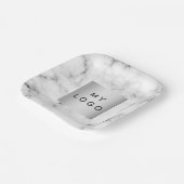 大理石の白い黒のビジネスロゴ ペーパープレート (傾斜あり)