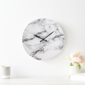 大理石の白と黒 ラージ壁時計 (ホーム)