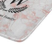 大理石の白バラの金ゴールド石の家族モノグラム カッティングボード (角)