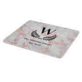 大理石の白バラの金ゴールド石の家族モノグラム カッティングボード (角)