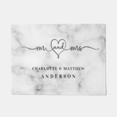 大理石の白ミセスハートエレガント新結婚規 ドアマット (正面)