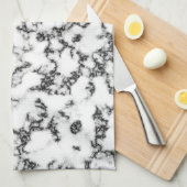 大理石の白黒背景 キッチンタオル (四つ折り)