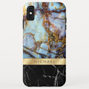 大理石の石の質感の金ゴールドのストライプを組み合わせて下さい iPhone XS MAXケース