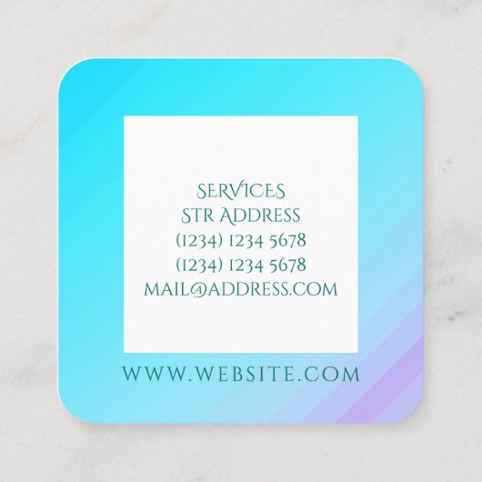 大理石の石造りの薄緑の青 スクエア名刺 (裏面)