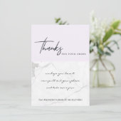 大理石の紫色のテクスチ企業のャのビジネスロゴ サンキューカード (スタンド正面)