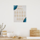 大理石の結婚座席表13青 ポスター (キッチン)