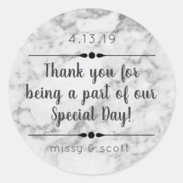 大理石の結婚式の日の好意ラベル ラウンドシール