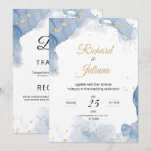 大理石の結婚式招待状 現代のウェディングスタイル エレガント 招待状 (正面/裏面)