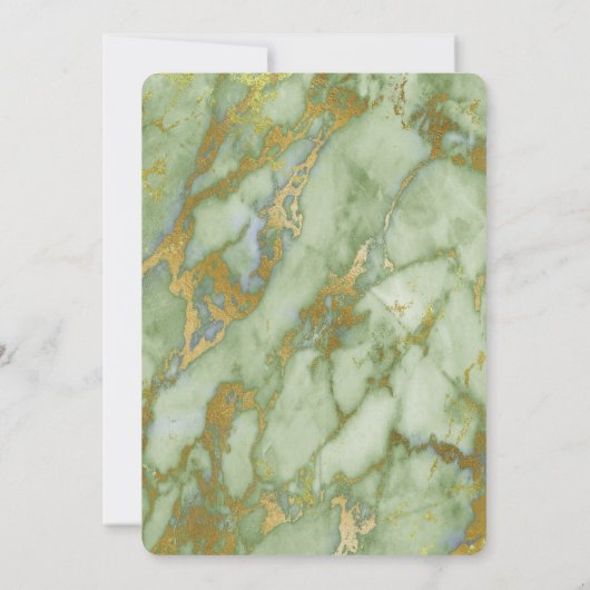大理石の緑金ゴールドのブライダルシャワーの招待状 招待状 (裏面)