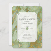 大理石の緑金ゴールドのブライダルシャワーの招待状 招待状 (正面)