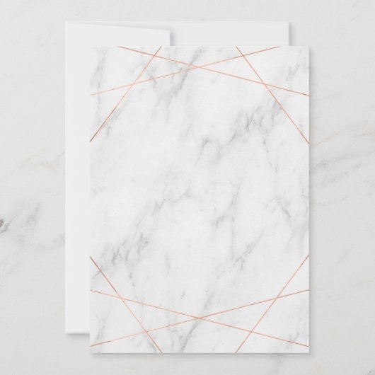 大理石の線画のばら色の金ゴールドの婚約の招待状 招待状 (裏面)