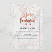 大理石の線画のばら色の金ゴールドの婚約の招待状 招待状 (正面/裏面)