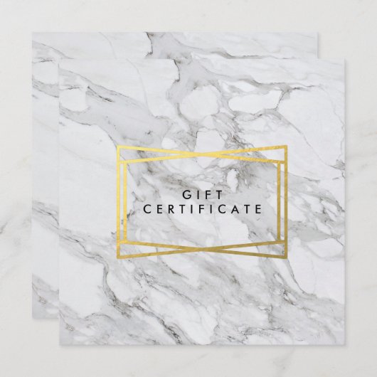 大理石の背モダン景サロンギフト証明書 (正面/裏面)
