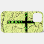 大理石の背景を持つ黒と緑の十字 Case-Mate iPhoneケース (裏面 (横))
