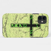 大理石の背景を持つ黒と緑の十字 Case-Mate iPhoneケース (裏面(横))