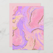 大理石の背景 – ピンクと紫 招待状 (正面/裏面)