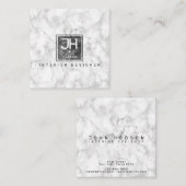 大理石の背景(白黒)モノグラモダンム スクエア名刺 (正面/裏面)