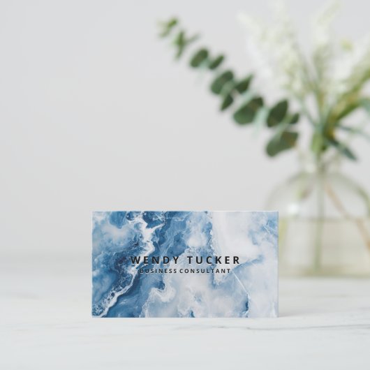 大理石の背景（青） 名刺 (スタンド正面)